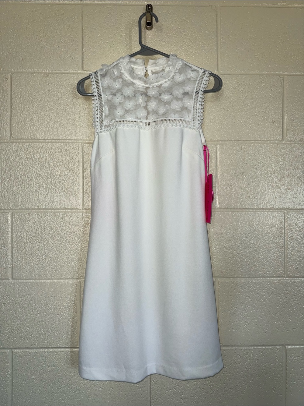 Betsey Johnson Lace Flower Dress 0 White Lined NWT